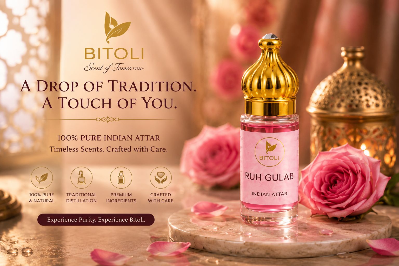 Ruh Gulab Attar | Authentic Indian Attar | Handcrafted in Kannauj