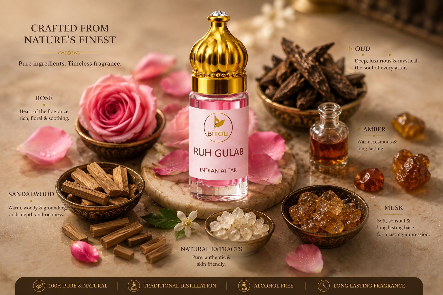 Ruh Gulab Attar | Authentic Indian Attar | Handcrafted in Kannauj