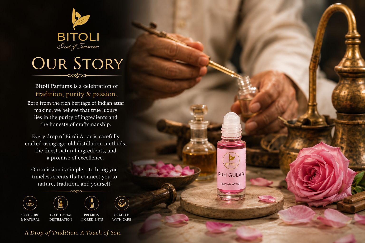 Ruh Gulab Attar | Authentic Indian Attar | Handcrafted in Kannauj
