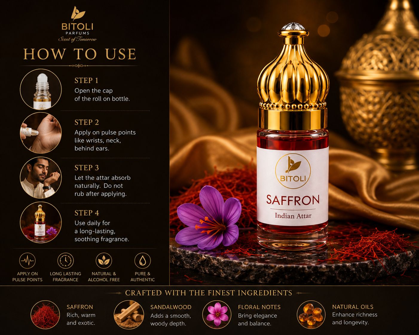Saffron Attar | Authentic Indian Attar | Handcrafted In Kannauj