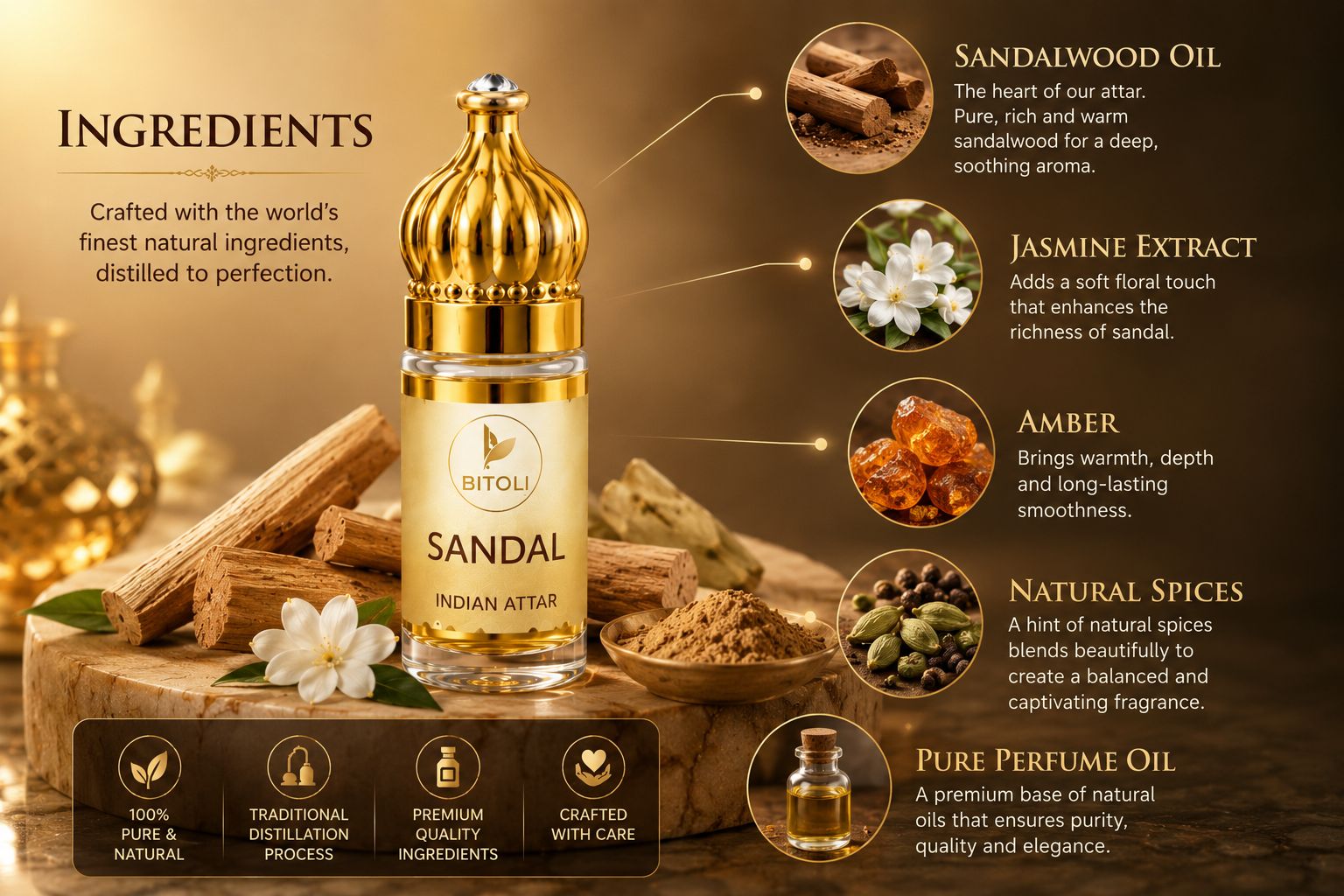 Sandal Attar | Authentic Indian Attar | Handcrafted In Kannauj