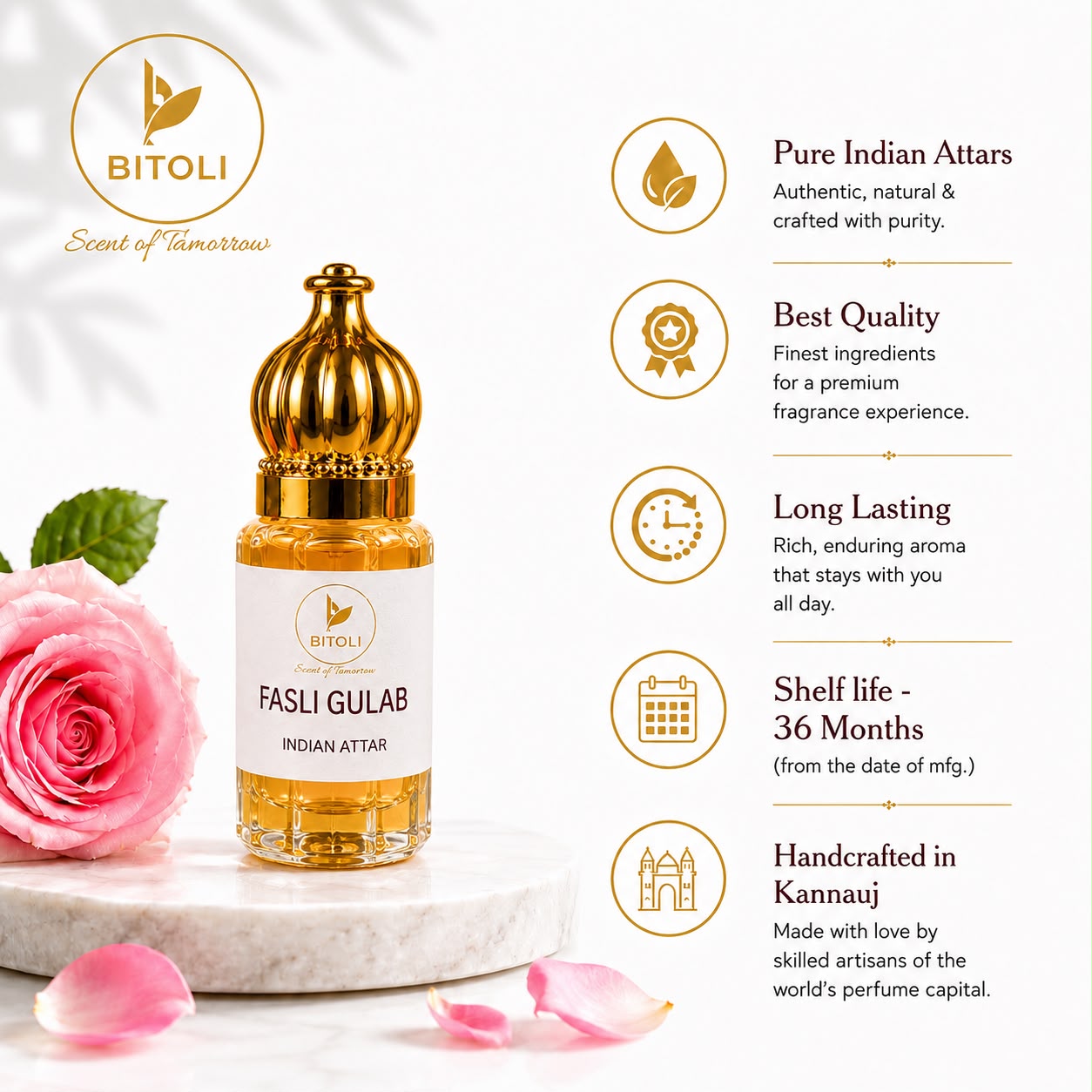 Fasli Gulab Attar | Authentic Indian Attar | Handcrafted in Kannauj