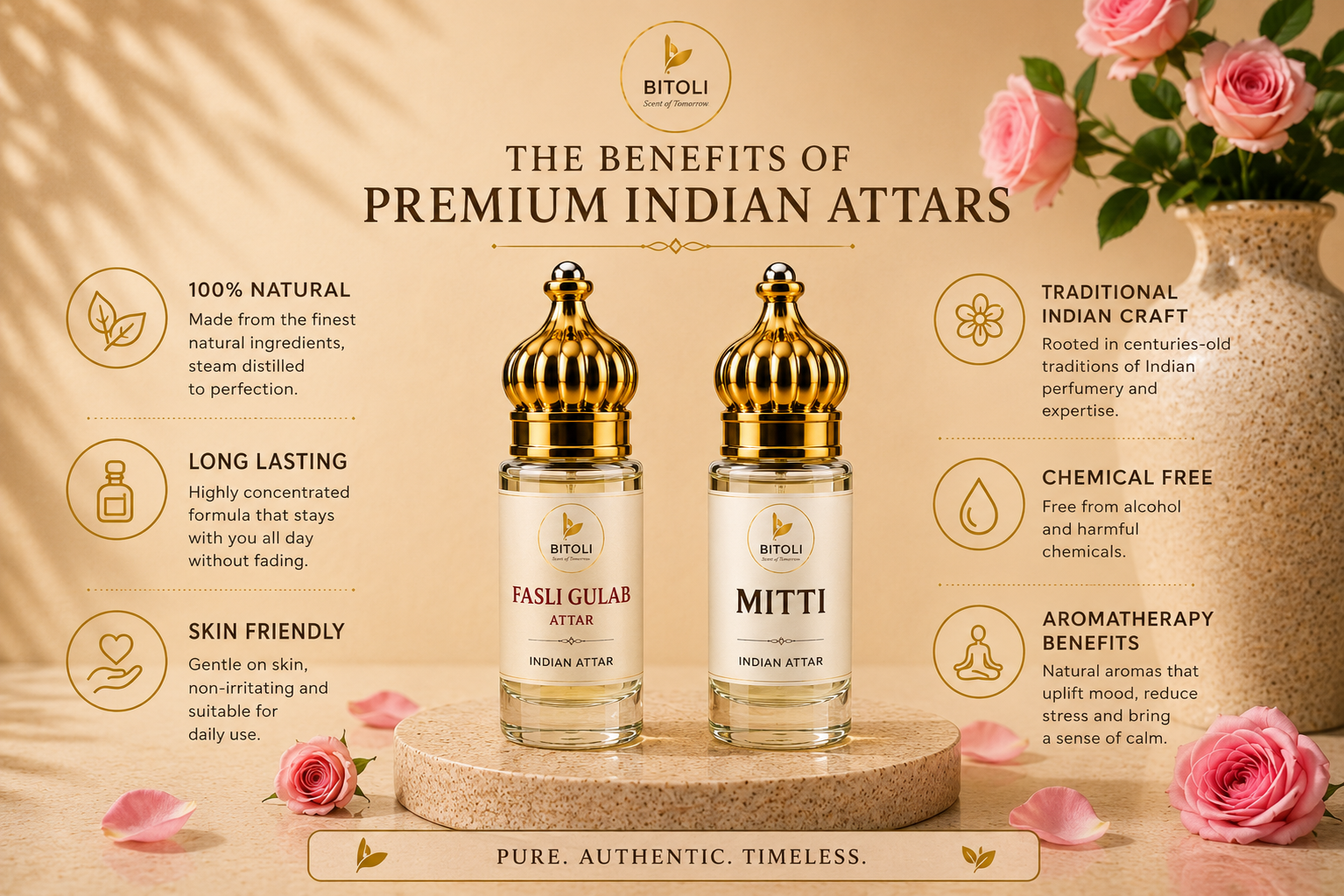 First Rain & Roses Attar Duo - Fasli Gulab & Mitti Attar | Handcrafted In Kannauj
