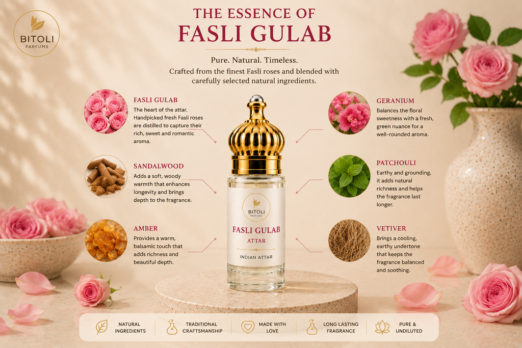 Fasli Gulab Attar | Authentic Indian Attar | Handcrafted in Kannauj
