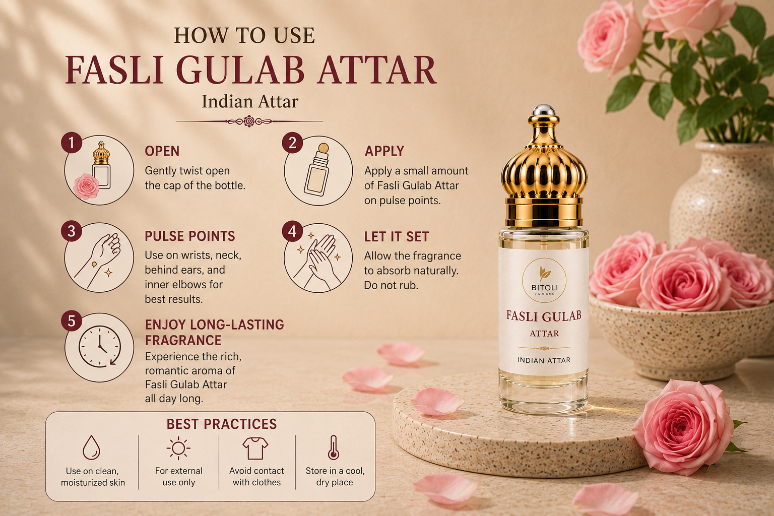 Fasli Gulab Attar | Authentic Indian Attar | Handcrafted in Kannauj