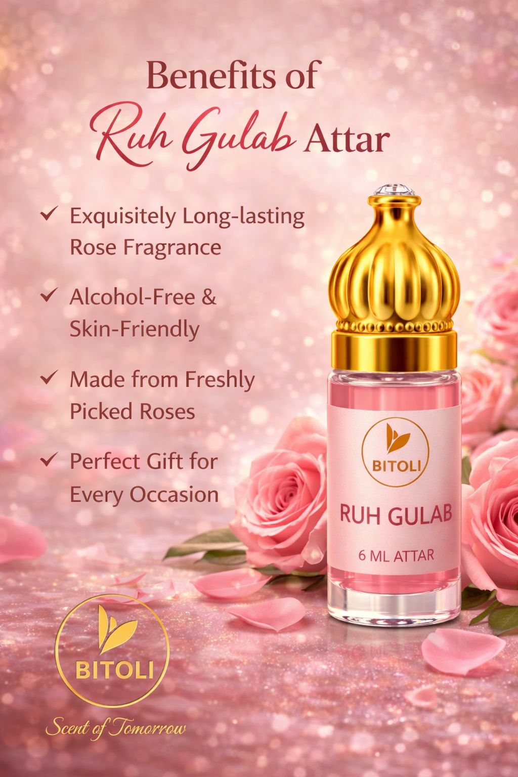 Ruh Gulab Royale - Pure Kannauj Rose Attar