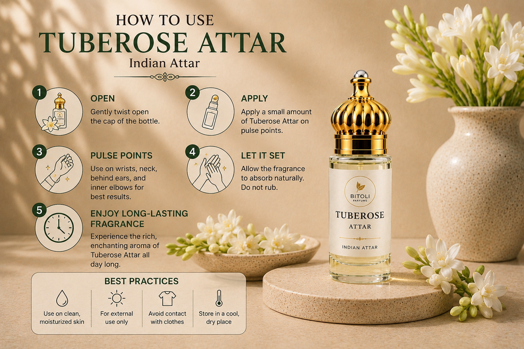Tuberose (Rajnigandha) Attar | Authentic Indian Attar | Handcrafted in Kannauj